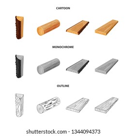 Isolated object of tree   and raw  symbol. Set of tree   and construction vector icon for stock.