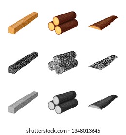 Isolated object of tree   and raw  symbol. Collection of tree   and construction stock vector illustration.