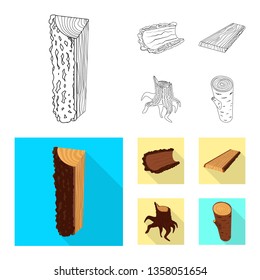 Isolated object of tree   and raw  symbol. Set of tree   and construction vector icon for stock.