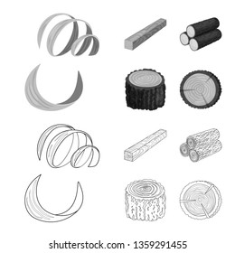 Isolated object of tree   and raw  symbol. Set of tree   and construction stock vector illustration.