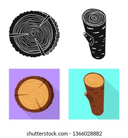Isolated object of tree   and raw  symbol. Collection of tree   and construction vector icon for stock.