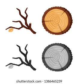 Isolated object of tree   and raw  symbol. Set of tree   and construction vector icon for stock.