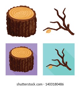 Isolated object of tree   and raw  symbol. Collection of tree   and construction stock symbol for web.
