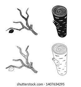 Isolated object of tree   and raw  symbol. Set of tree   and construction stock vector illustration.