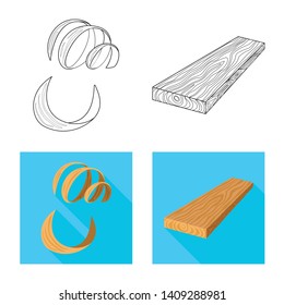 Isolated object of tree   and raw  symbol. Set of tree   and construction stock vector illustration.
