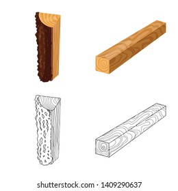 Isolated object of tree   and raw  symbol. Collection of tree   and construction stock vector illustration.