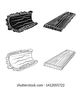 Isolated object of tree   and raw  symbol. Collection of tree   and construction stock symbol for web.