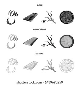 Isolated object of tree and raw symbol. Set of tree and construction stock vector illustration.