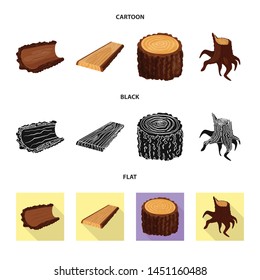 Isolated object of tree and raw symbol. Collection of tree and construction vector icon for stock.