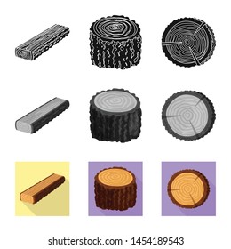 Isolated object of tree and raw symbol. Collection of tree and construction vector icon for stock.