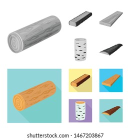 Isolated object of tree and raw symbol. Collection of tree and construction vector icon for stock.