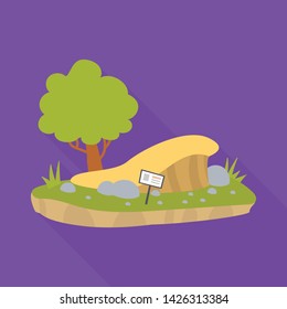 Isolated object of trees and sand symbol. Collection of trees and grass vector icon for stock.