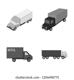 Isolated object of truck and shipping symbol. Set of truck and container vector icon for stock.