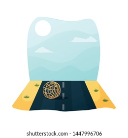 Isolated object of tumbleweed and road icon. Set of tumbleweed and prairie stock symbol for web.