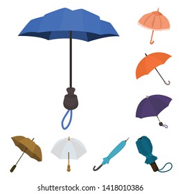 Isolated object of umbrella and rain logo. Set of umbrella and weather stock vector illustration.