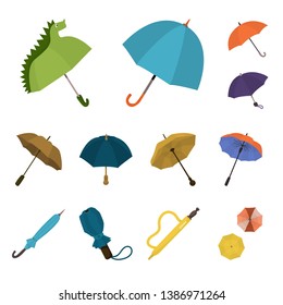 Isolated object of umbrella and rain symbol. Collection of umbrella and weather vector icon for stock.