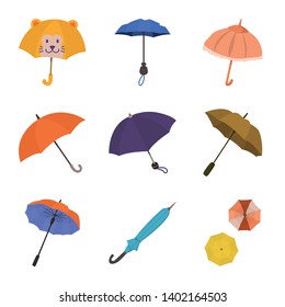 Isolated object of umbrella and rain symbol. Set of umbrella and weather stock symbol for web.