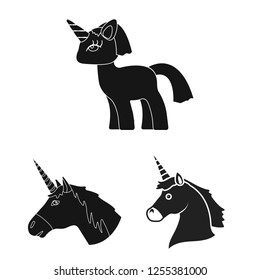 Isolated object of unicorn and cute sign. Set of unicorn and animal vector icon for stock.