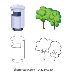 Isolated object of urban and street symbol. Set of urban and relaxation stock symbol for web.