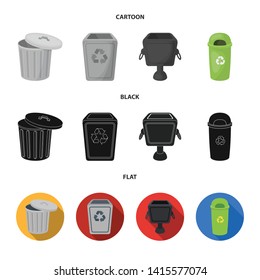 Isolated object of urn and garbage sign. Set of urn and radioactive stock vector illustration.
