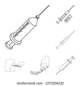 Isolated object of vaccine and syringe symbol. Collection of vaccine and antibiotic vector icon for stock.
