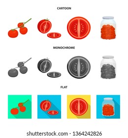 Isolated object of vegetable and delicious icon. Set of vegetable and natural vector icon for stock.