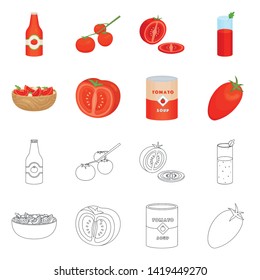 Isolated object of vegetable and delicious icon. Collection of vegetable and natural stock vector illustration.