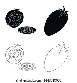 Isolated object of vegetable and delicious icon. Collection of vegetable and natural stock symbol for web.