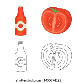 Isolated object of vegetable and delicious icon. Collection of vegetable and natural stock vector illustration.