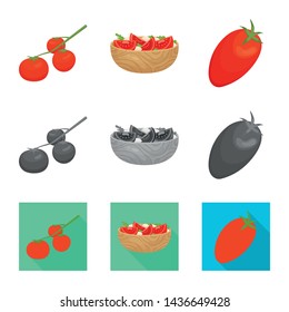 Isolated object of vegetable and delicious logo. Collection of vegetable and natural vector icon for stock.