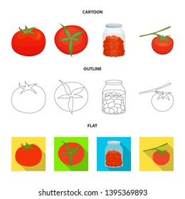 Isolated object of vegetable and delicious sign. Collection of vegetable and natural stock vector illustration.