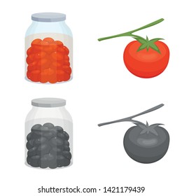 Isolated object of vegetable and delicious sign. Set of vegetable and natural stock vector illustration.