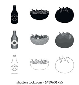 Isolated object of vegetable and delicious sign. Set of vegetable and natural stock vector illustration.