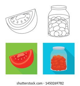 Isolated object of vegetable and delicious sign. Set of vegetable and natural stock symbol for web.