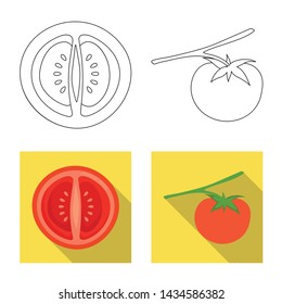 Isolated object of vegetable and delicious symbol. Set of vegetable and natural stock symbol for web.
