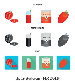 Isolated object of vegetable and delicious symbol. Collection of vegetable and natural stock vector illustration.