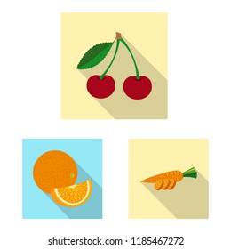 Isolated object of vegetable and fruit icon. Collection of vegetable and vegetarian stock symbol for web.