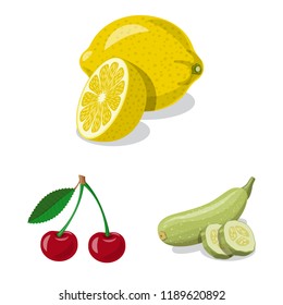Isolated object of vegetable and fruit icon. Set of vegetable and vegetarian stock symbol for web.