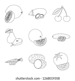 Isolated object of vegetable and fruit icon. Set of vegetable and vegetarian stock vector illustration.