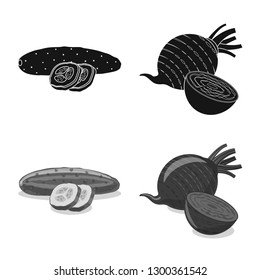 Isolated object of vegetable and fruit icon. Set of vegetable and vegetarian stock symbol for web.