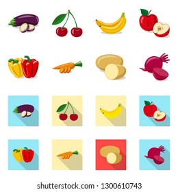 Isolated object of vegetable and fruit icon. Set of vegetable and vegetarian stock symbol for web.
