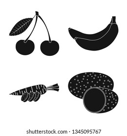 Isolated object of vegetable and fruit icon. Set of vegetable and vegetarian stock vector illustration.