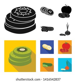Isolated object of vegetable and fruit icon. Collection of vegetable and food vector icon for stock.
