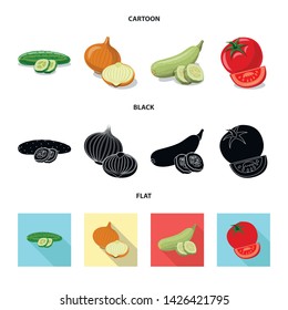 Isolated object of vegetable and fruit icon. Set of vegetable and vegetarian vector icon for stock.