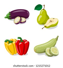 Isolated object of vegetable and fruit logo. Collection of vegetable and vegetarian stock symbol for web.