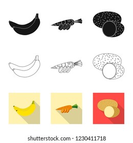 Isolated object of vegetable and fruit logo. Set of vegetable and vegetarian stock symbol for web.