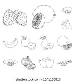 Isolated object of vegetable and fruit logo. Collection of vegetable and vegetarian stock symbol for web.
