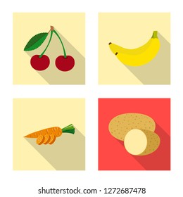 Isolated object of vegetable and fruit logo. Set of vegetable and vegetarian stock vector illustration.