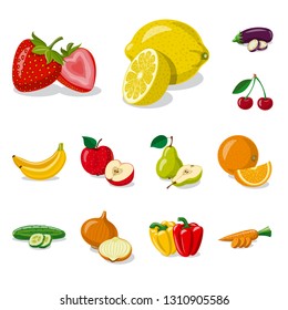 Isolated object of vegetable and fruit logo. Collection of vegetable and vegetarian stock symbol for web.