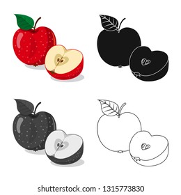Isolated object of vegetable and fruit logo. Set of vegetable and vegetarian stock vector illustration.